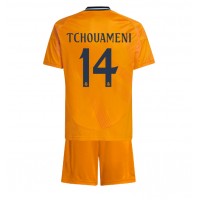 Real Madrid Aurelien Tchouameni #14 Bortedraktsett Barn 2024-25 Kortermet (+ Korte bukser)